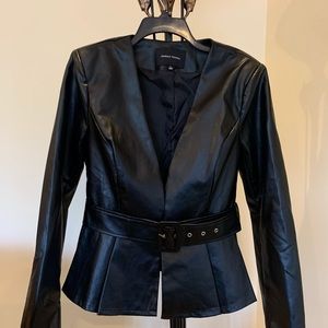 Black Peplum leather jacket with belt